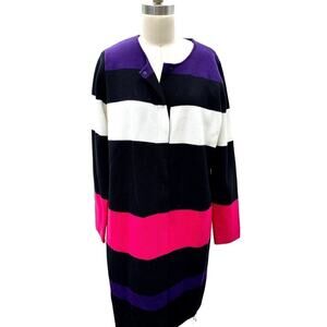 Calvin Klein Womens L Knit Coatigan Long Zipper Pink Purple Black Cotton NWOT